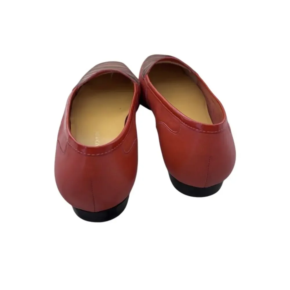Vintage Enzo Angiolini Leather Loafers Orange Stripe Classic Women’s 6.5